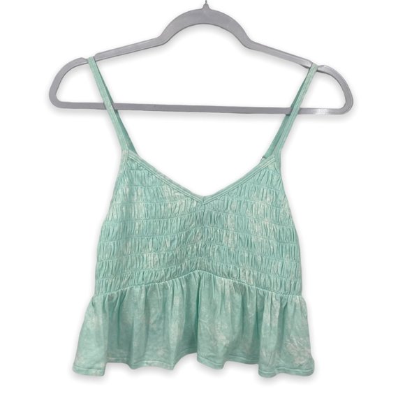 SO Tie-Dyed Smocked Peplum Cropped Tank Top - Picture 2 of 8